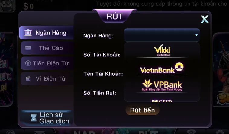 Rút Tiền Nhanh Chóng Qua Tài Khoản Ngân Hàng Tại 789Club 