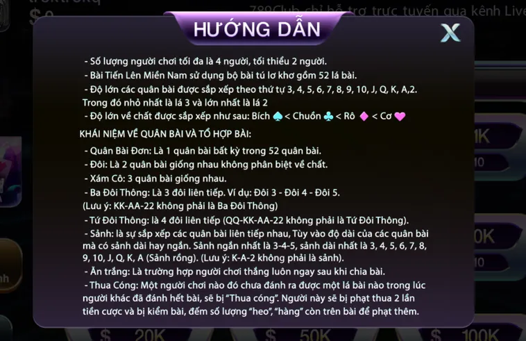 Trải Nghiệm Đỉnh Cao Tiến Lên Miền Nam Tại 789Club